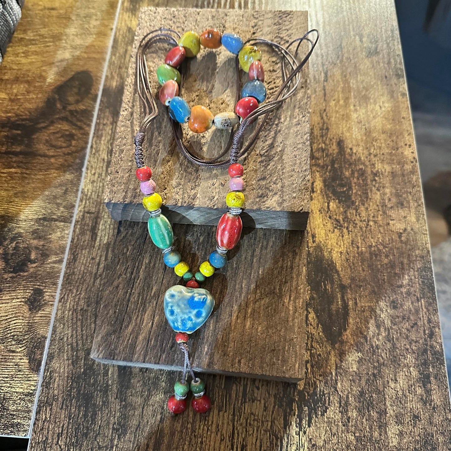 Vibrant Handmade Bohemian Beaded Necklace and Bracelet Set Gift Box