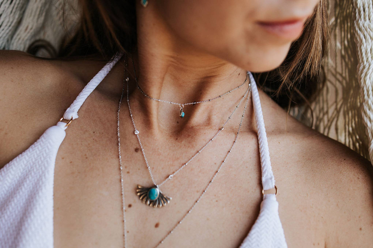 Turquoise Prayer Necklace with Genuine Sterling Silver, Gift-Ready Boxed Jewelry - Silver Elegant