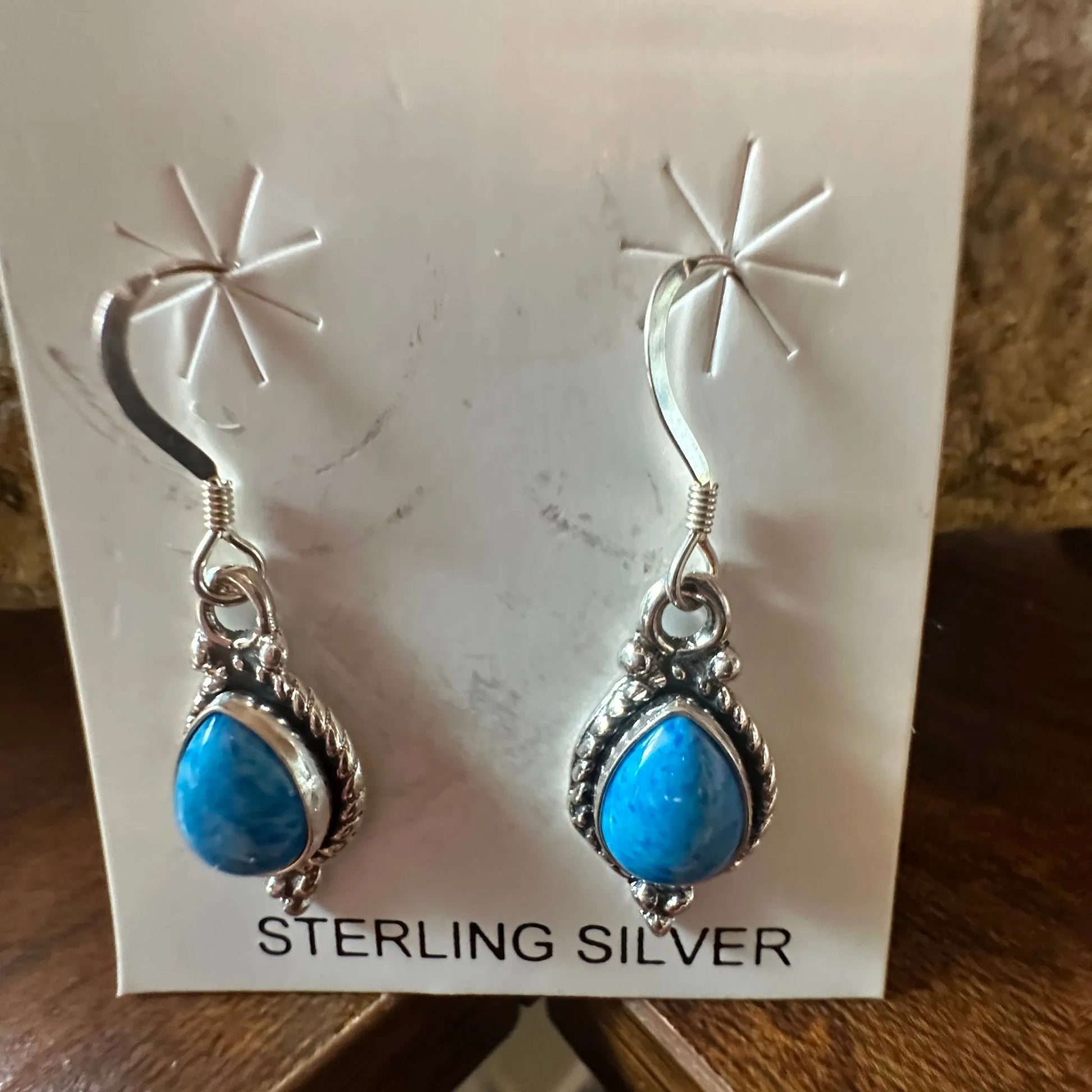 Southwestern Charm: Sterling Silver Turquoise Dangle Earrings - Silver Elegant