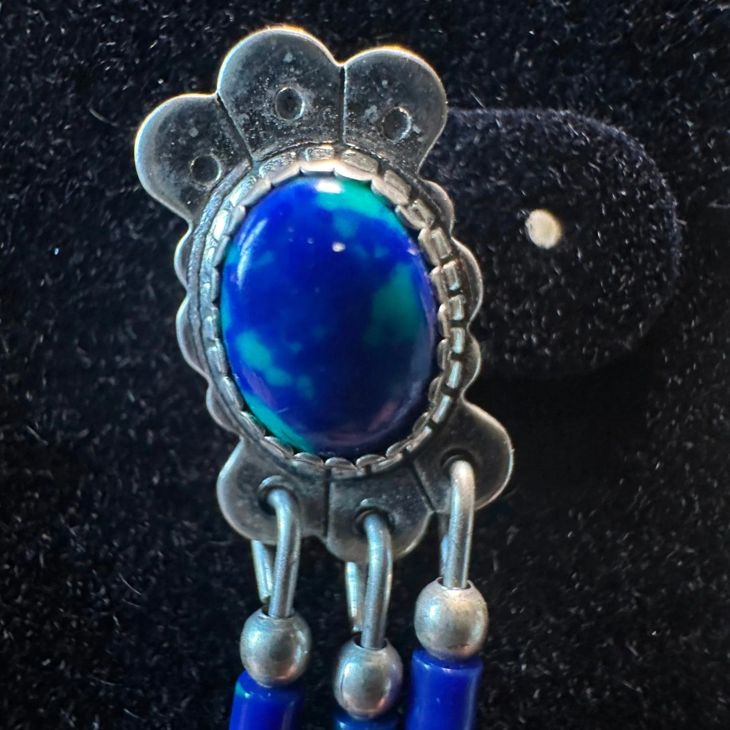 Turquoise & Silver Elegance: Timeless Native American Drop Earrings - Silver Elegant