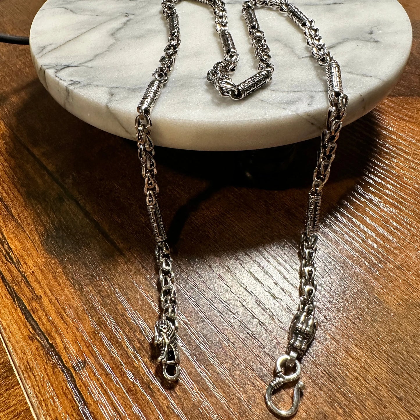 Handcrafted Artesian Domineering Necklace Men's Retro Style Thick Necklace, Gift Box - Silver Elegant