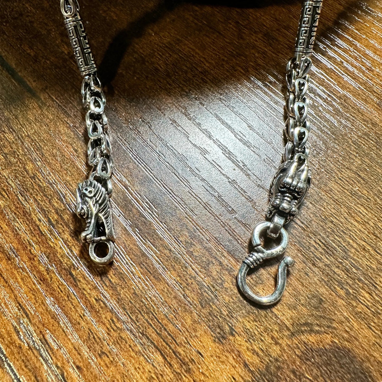 Handcrafted Artesian Domineering Necklace Men's Retro Style Thick Necklace, Gift Box - Silver Elegant