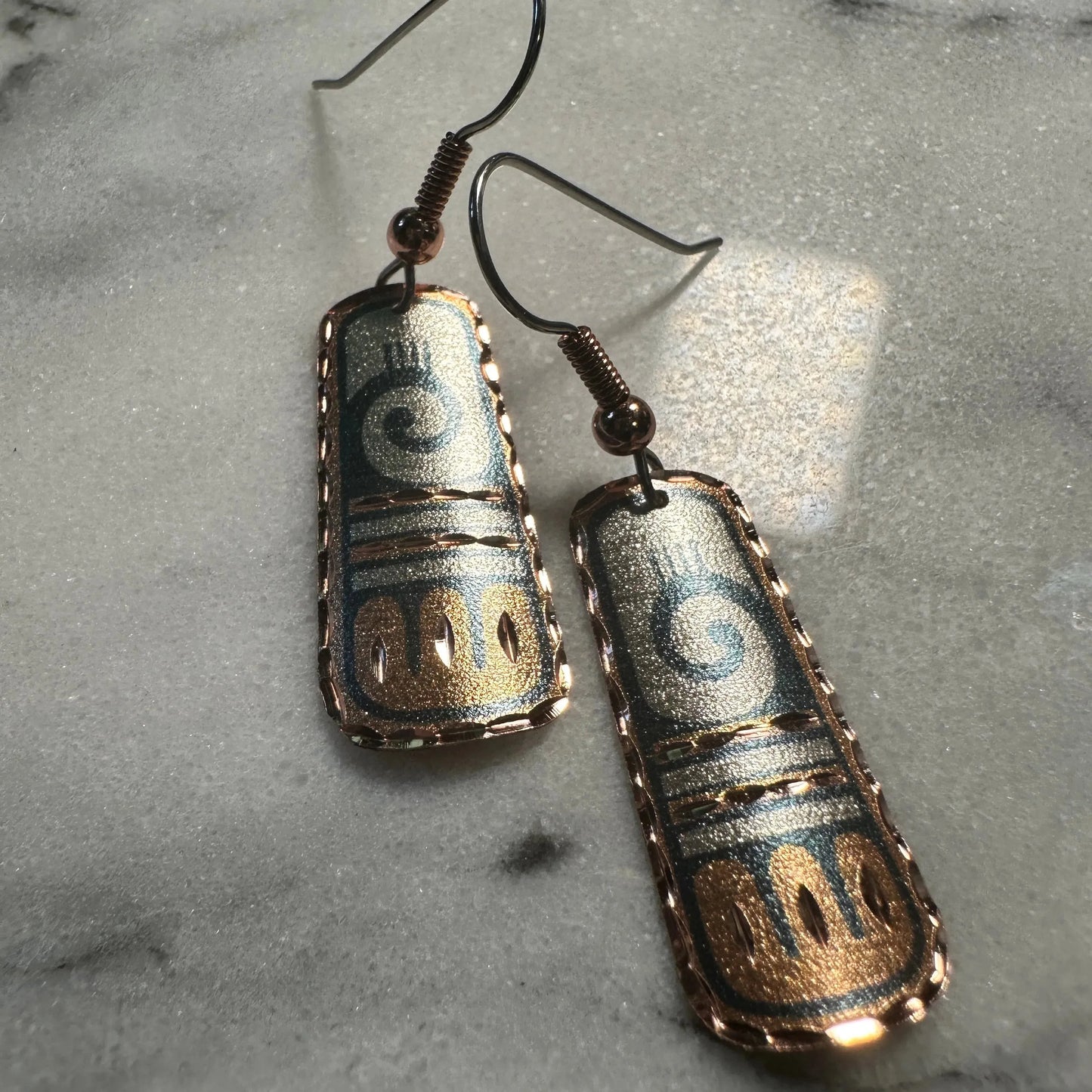 Handcrafted Boho Native American Earrings, Copper Wire Drop Earrings, Gift box - Silver Elegant
