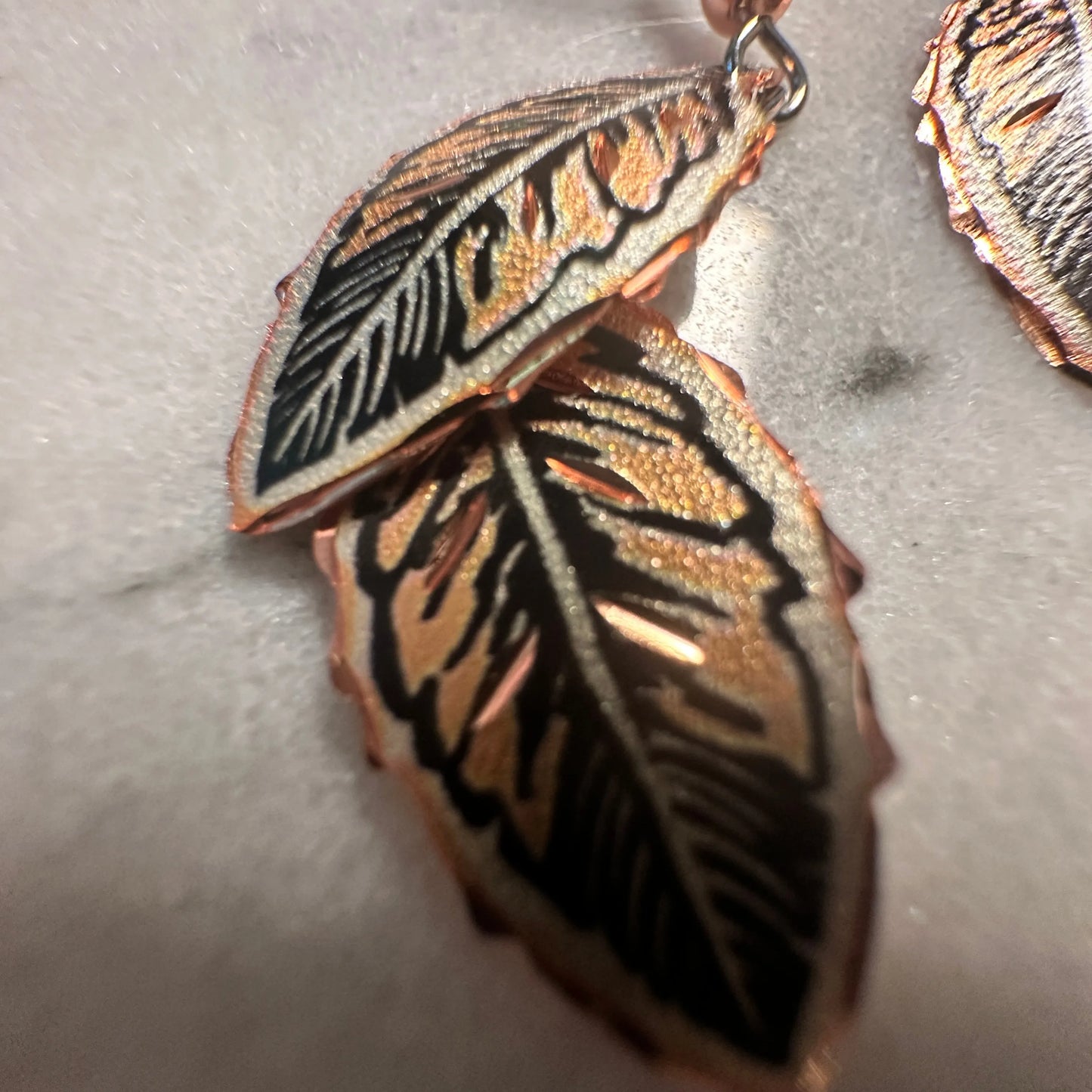 Handcrafted Boho Native American Earrings, Copper Eagle Feather Wire Drop Earrings, Gift Box - Silver Elegant