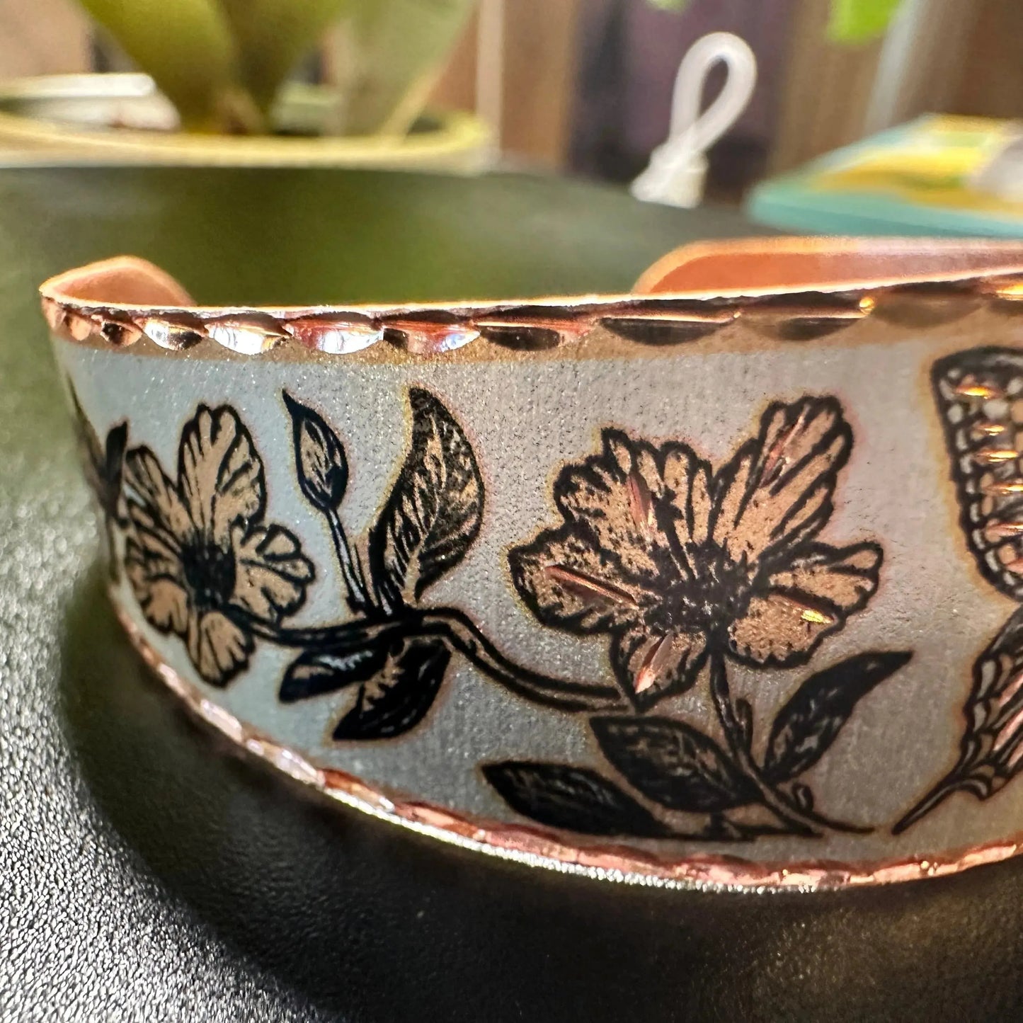 Handmade Boho Western Copper Butterfly Wide Cuff Bracelet, Gift box - Silver Elegant