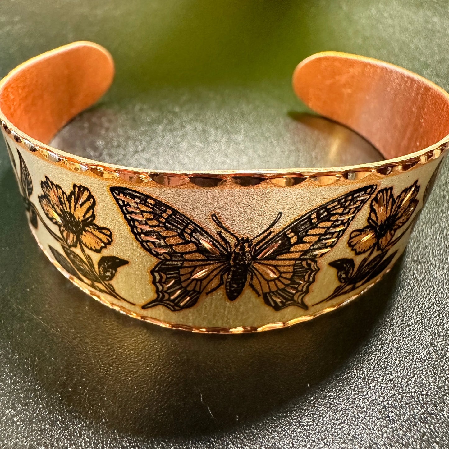 Handmade Boho Western Copper Butterfly Wide Cuff Bracelet, Gift box - Silver Elegant