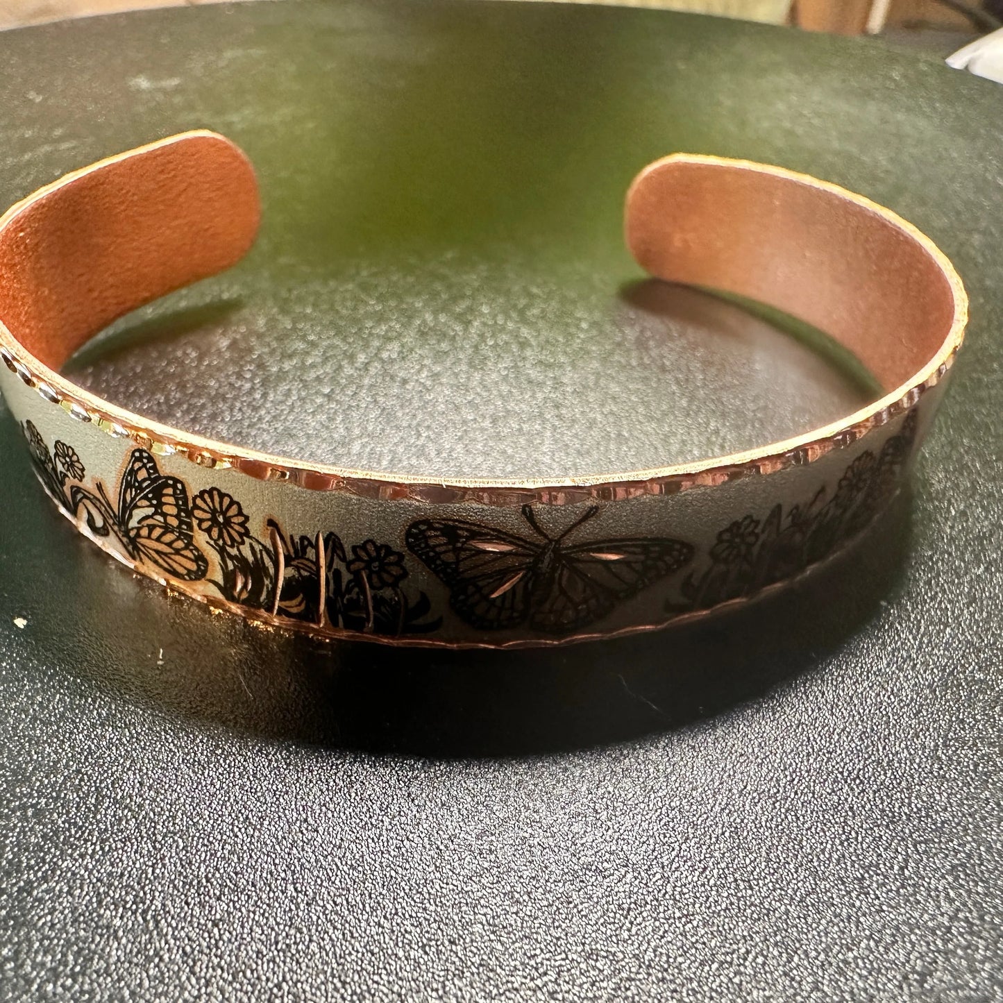 Handmade Boho Copper Butterfly Bracelet, Narrow Butterfly Cuff Bracelet, Gift Box - Silver Elegant