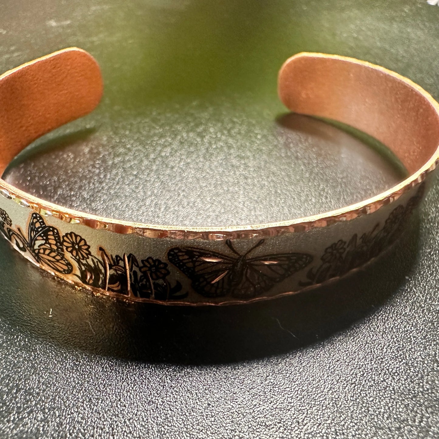 Handmade Boho Copper Butterfly Bracelet, Narrow Butterfly Cuff Bracelet, Gift Box - Silver Elegant
