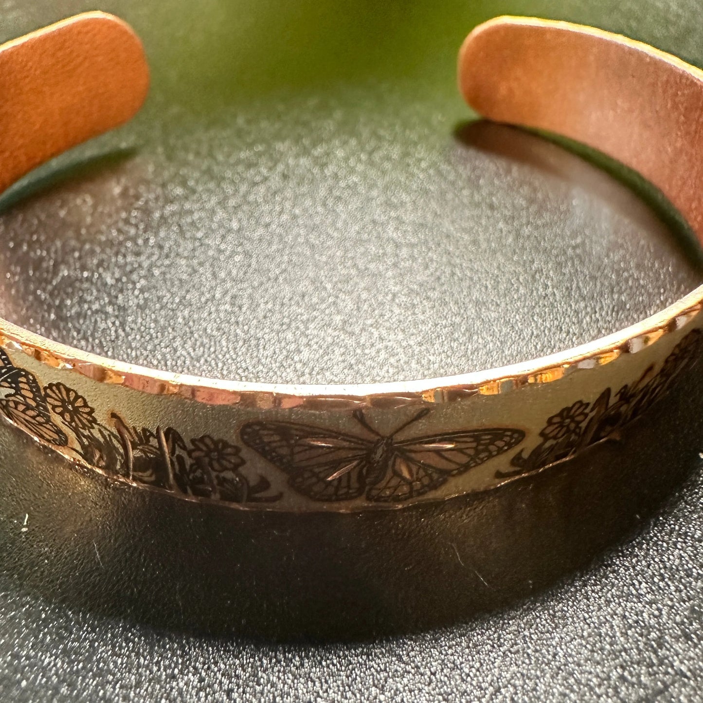 Handmade Boho Copper Butterfly Bracelet, Narrow Butterfly Cuff Bracelet, Gift Box - Silver Elegant