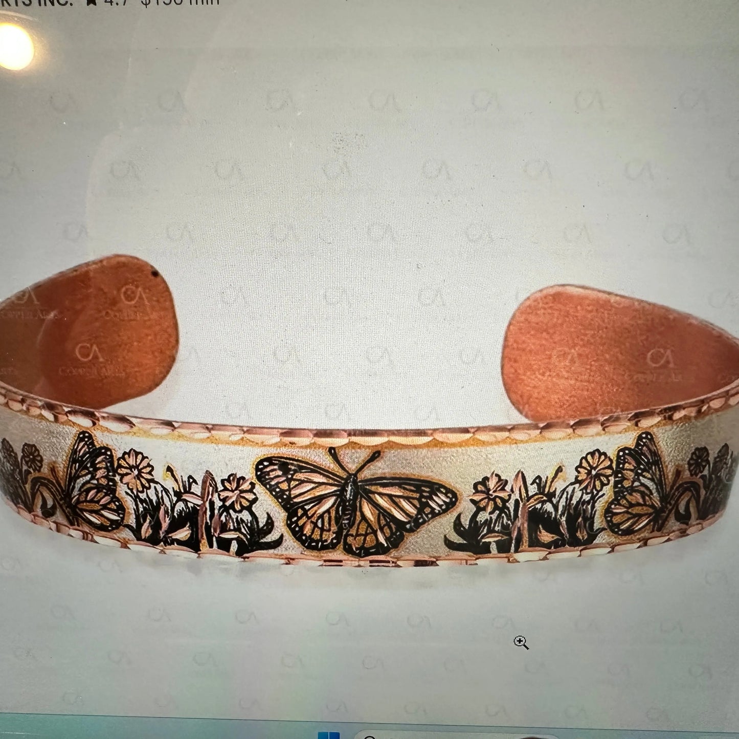 Handmade Boho Copper Butterfly Bracelet, Narrow Butterfly Cuff Bracelet, Gift Box - Silver Elegant
