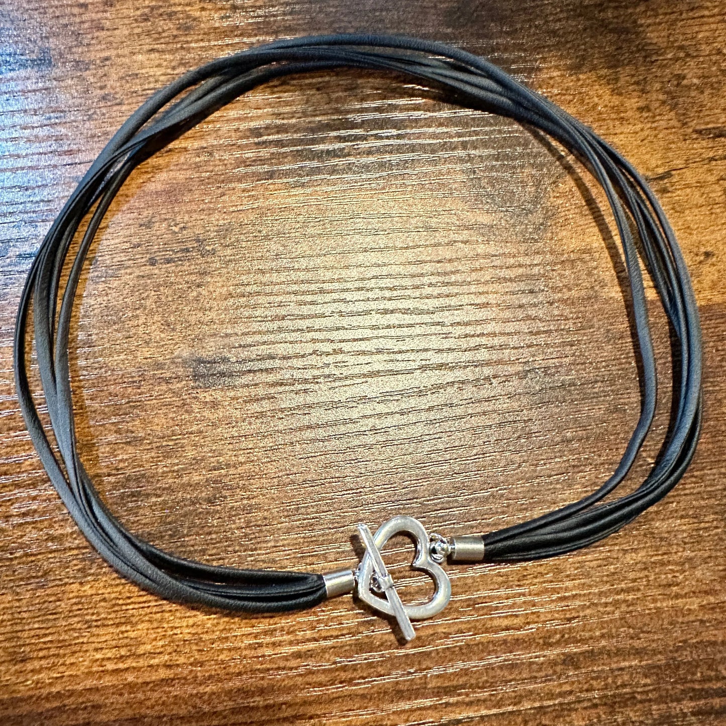 Handcrafted Bohemian Chic Hippie Black Cord Heart Love Necklace , Gift Box - Silver Elegant