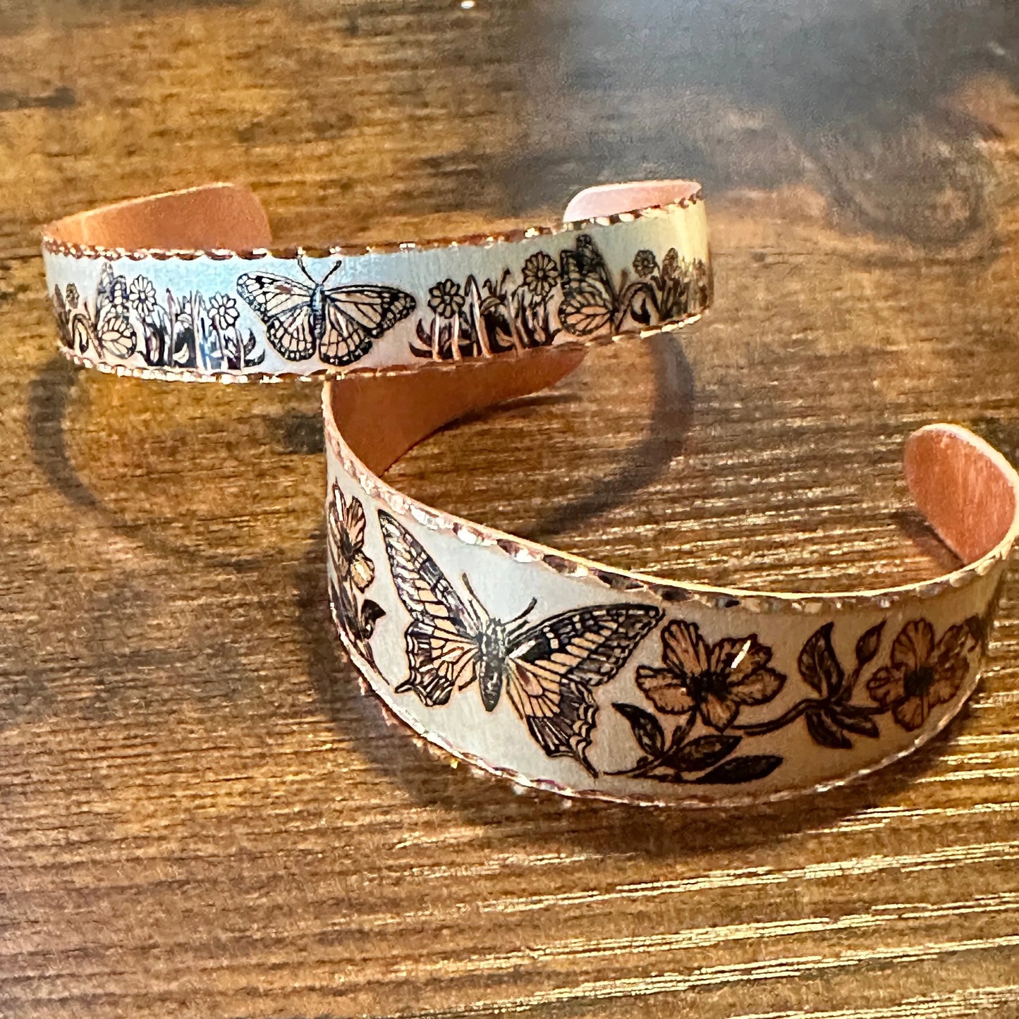 Handmade Boho Copper Butterfly Bracelet, Narrow Butterfly Cuff Bracelet, Gift Box - Silver Elegant