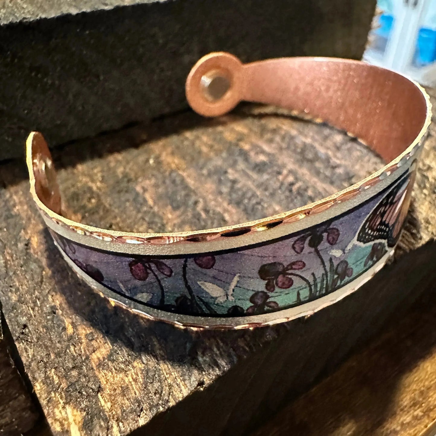 Handmade Boho Copper Monarch Butterfly Magnet Bracelet, Arthritis Copper Healing, Gift Box - Silver Elegant