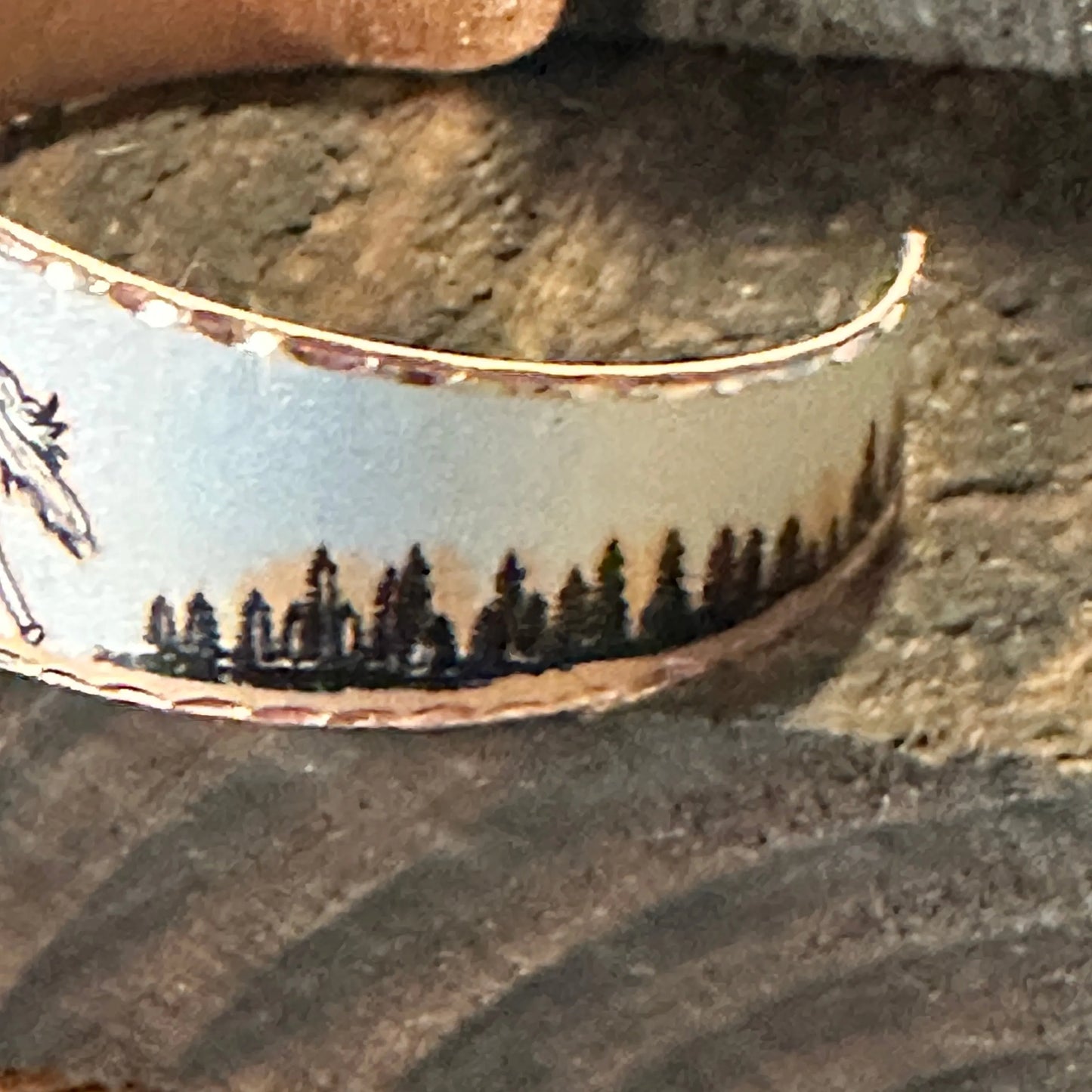 Handmade Boho Estuarian Bracelet, Wide Cuff Appaloosa Horses Bracelet, Gift Box - Silver Elegant