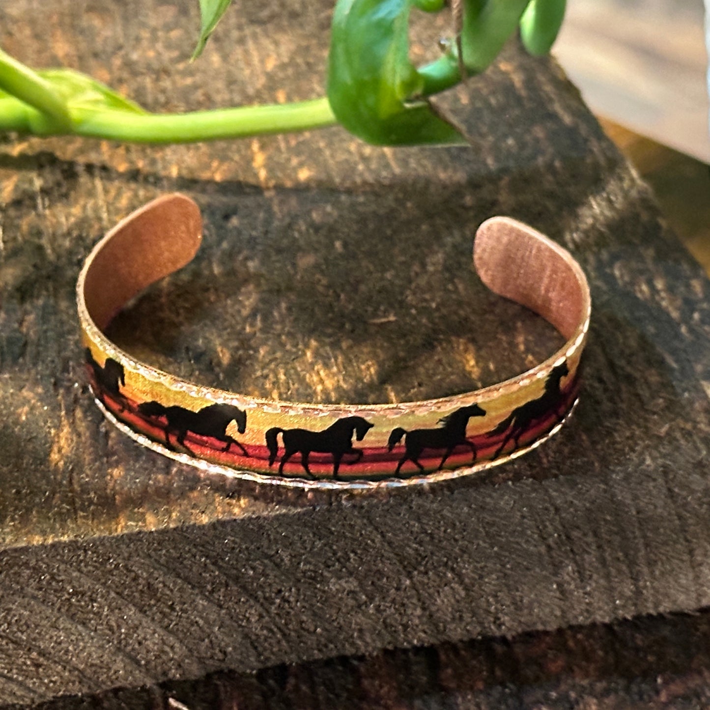 Handmade Boho Copper Horse Cuff Bracelets, Estuarian Horse Jewelry, Gift Box - Silver Elegant
