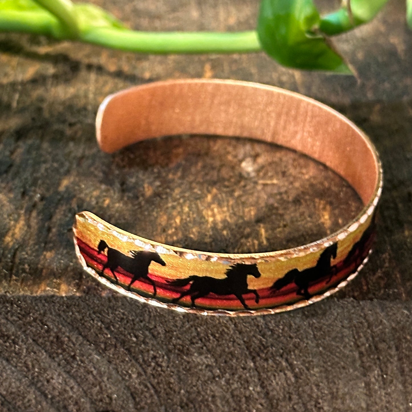 Handmade Boho Copper Horse Cuff Bracelets, Estuarian Horse Jewelry, Gift Box - Silver Elegant