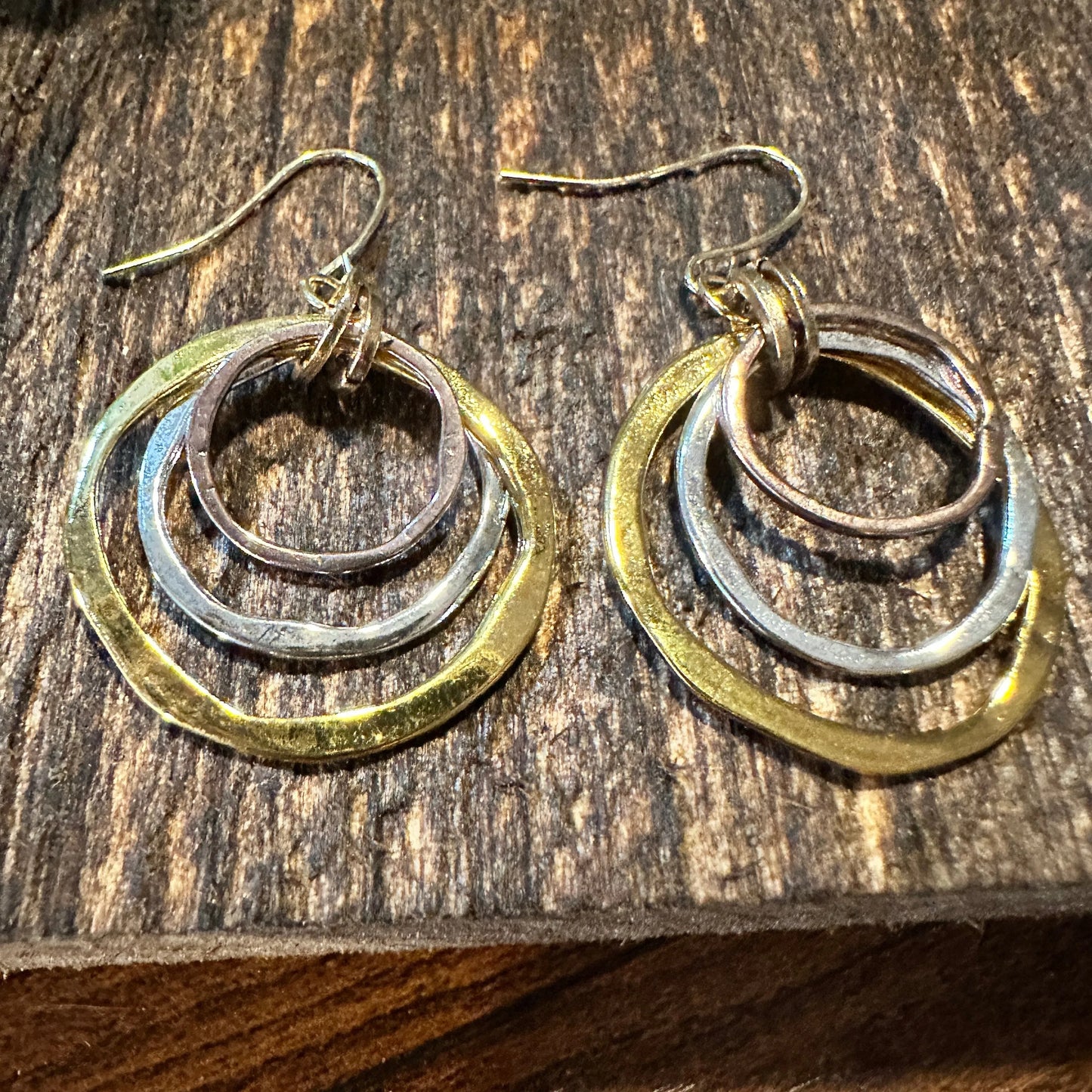Boho Handcrafted Cowgirl Chic Gold Plated & Silver Loop Wire Drop Earring, Gift Box - Silver Elegant