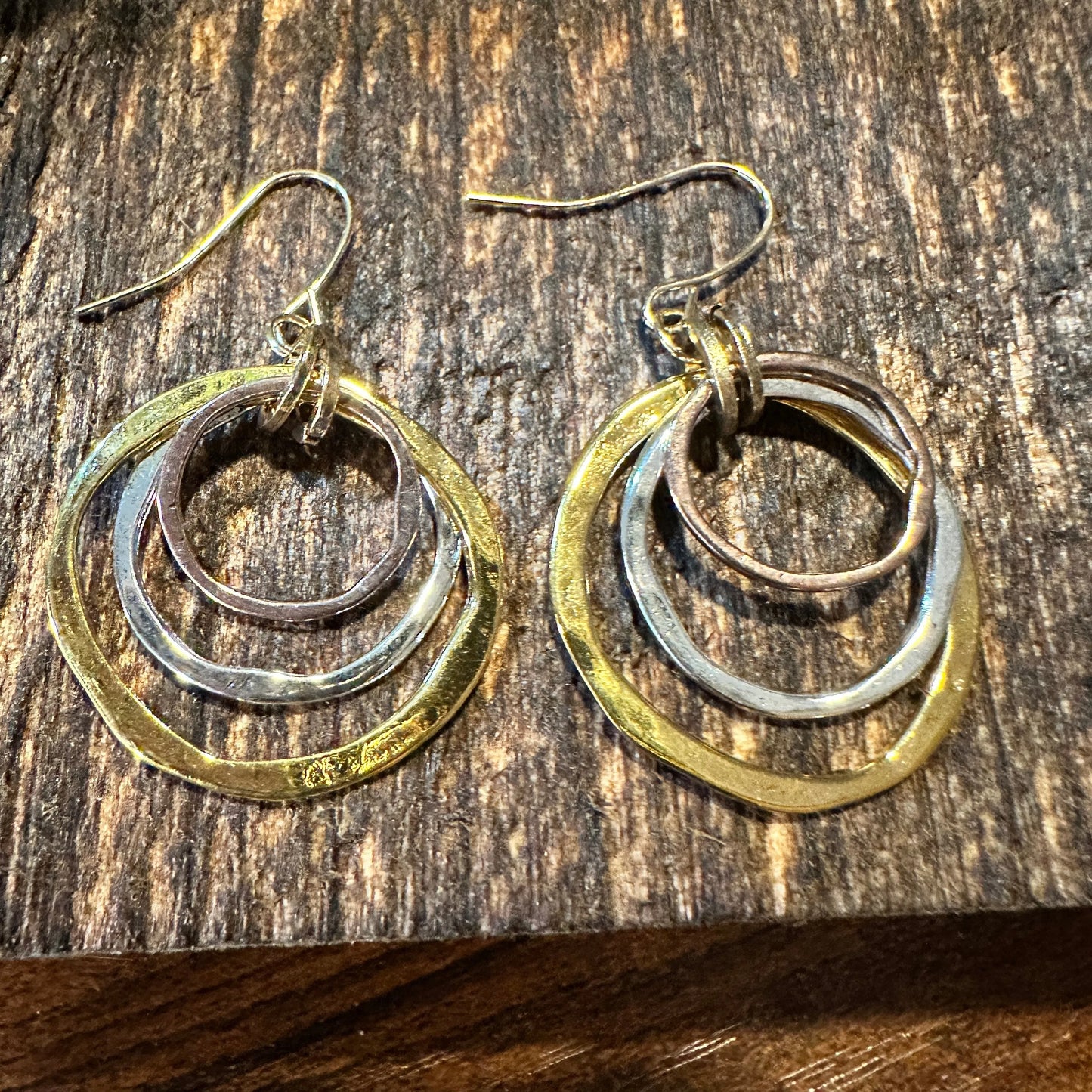 Boho Handcrafted Cowgirl Chic Gold Plated & Silver Loop Wire Drop Earring, Gift Box - Silver Elegant