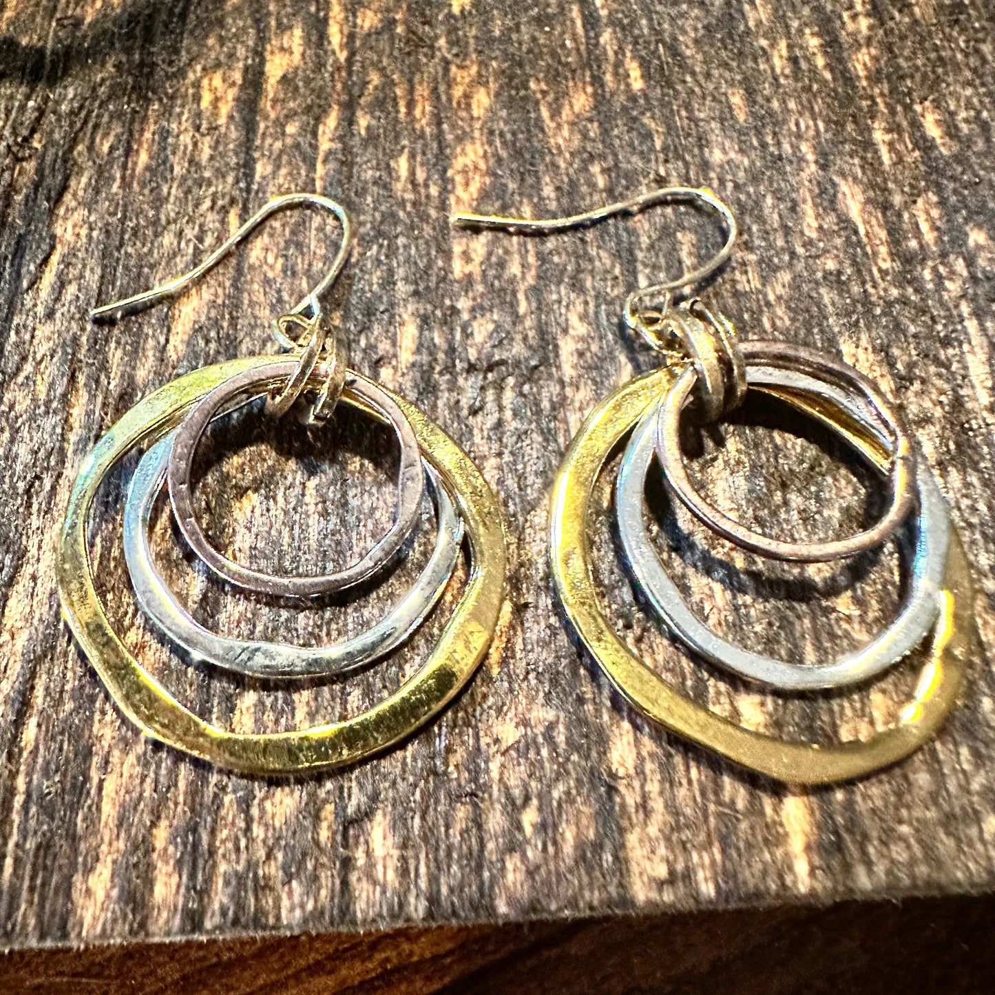 Boho Handcrafted Cowgirl Chic Gold Plated & Silver Loop Wire Drop Earring, Gift Box - Silver Elegant