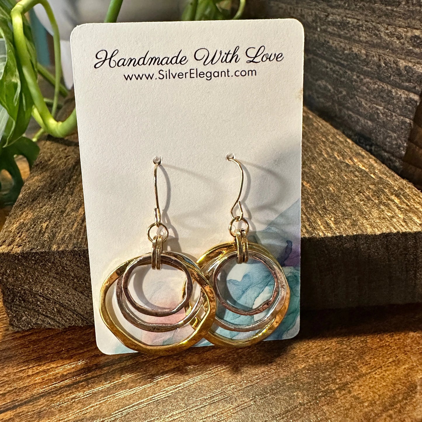 Boho Handcrafted Cowgirl Chic Gold Plated & Silver Loop Wire Drop Earring, Gift Box - Silver Elegant