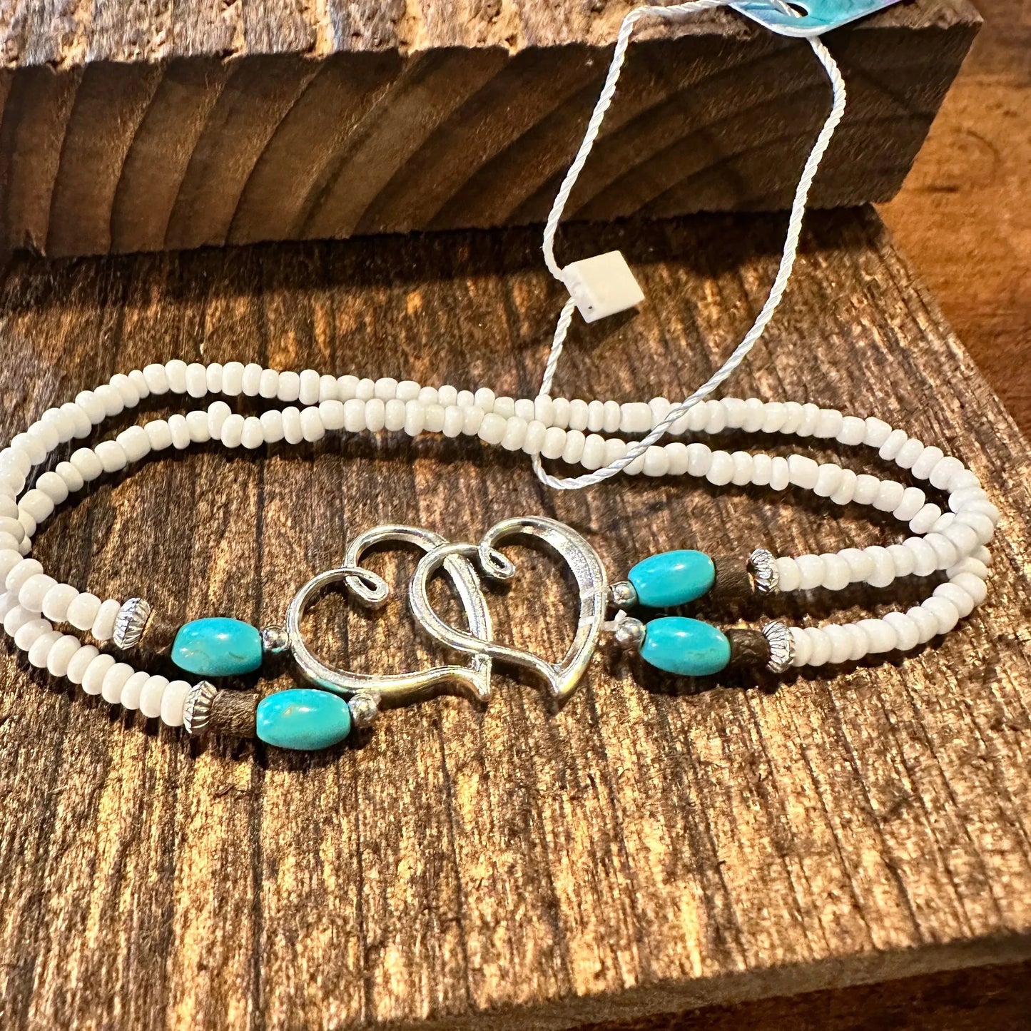 Handcrafted Boho Heart Beaded Anklet Set, Elegant Bohemian Style Elastic Anklet, Gift Box - Silver Elegant