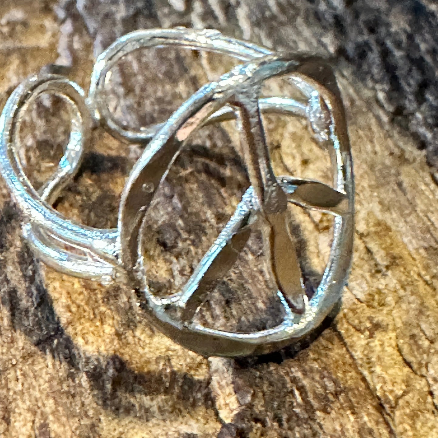 Handmade Artesian Hippie Silver Peace Sign Adjustable Ring, Gift Box - Silver Elegant