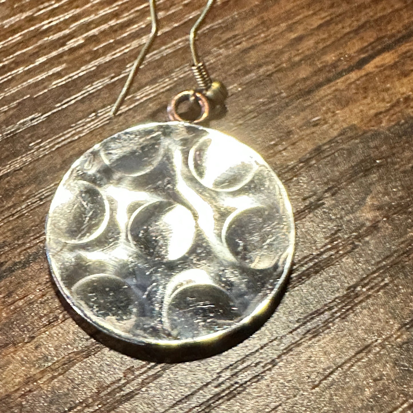 Handmade Artesian Hippie Silver & Copper Peace Sign Drop Wire Earrings, Gift Box - Silver Elegant