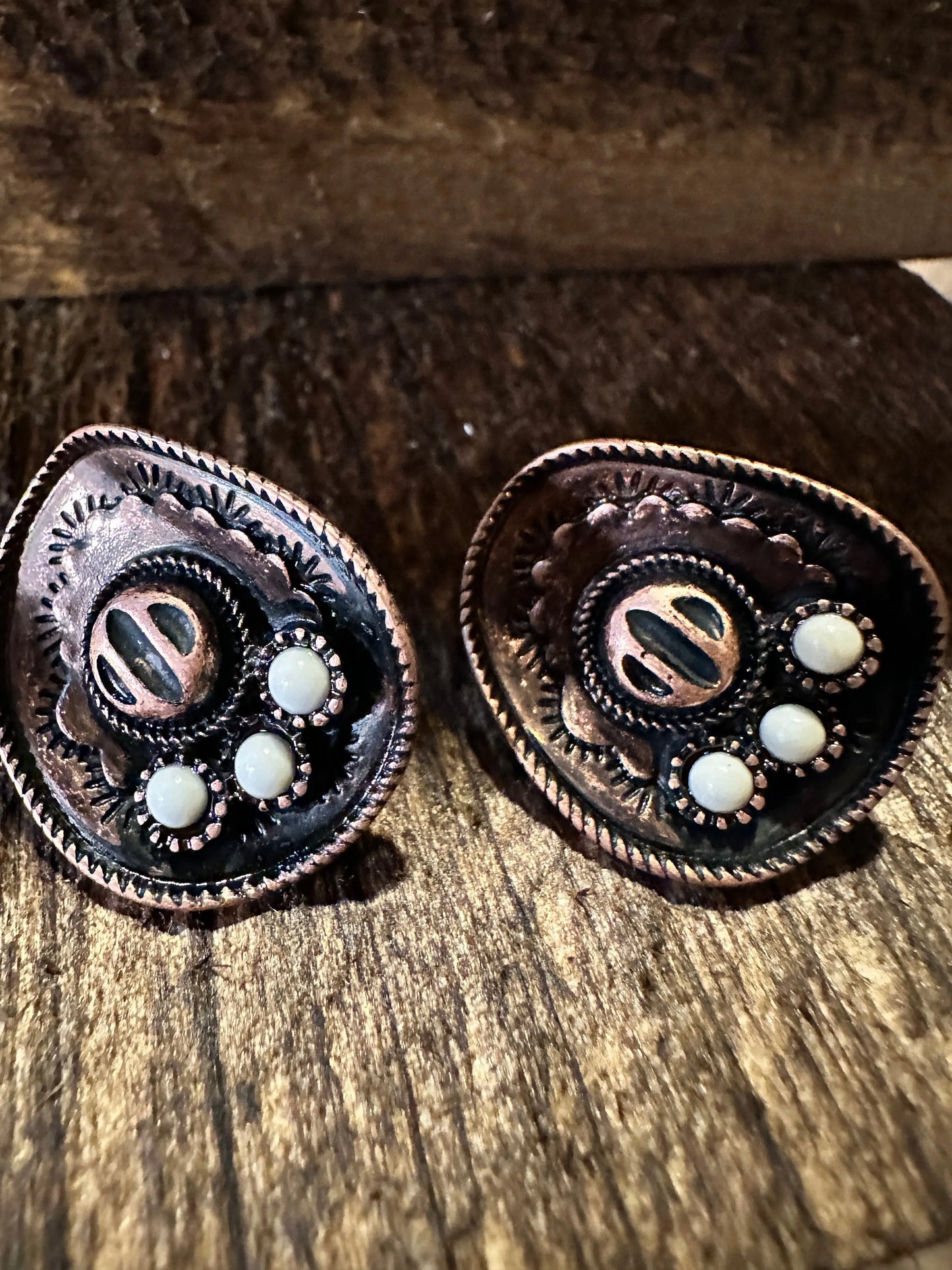 Boho Hippie Cowboy Hat Earrings Western Post Copper Earrings Stud, Gift Box - Silver Elegant
