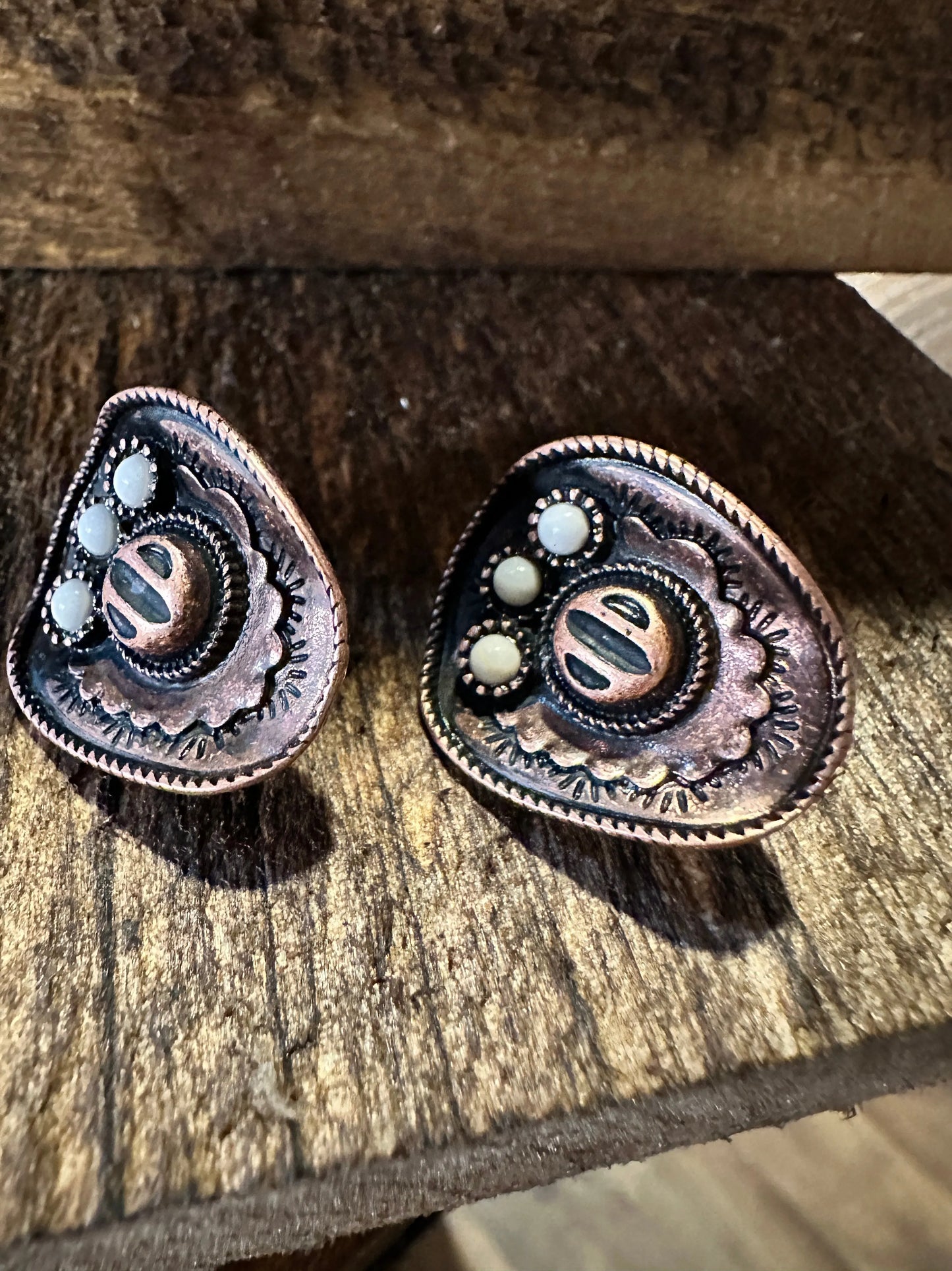 Boho Hippie Cowboy Hat Earrings Western Post Copper Earrings Stud, Gift Box - Silver Elegant