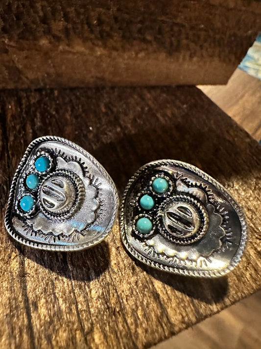 Boho Hippie Cowboy Hat Earrings Western Post Silver Earrings Stud, Gift Box - Silver Elegant