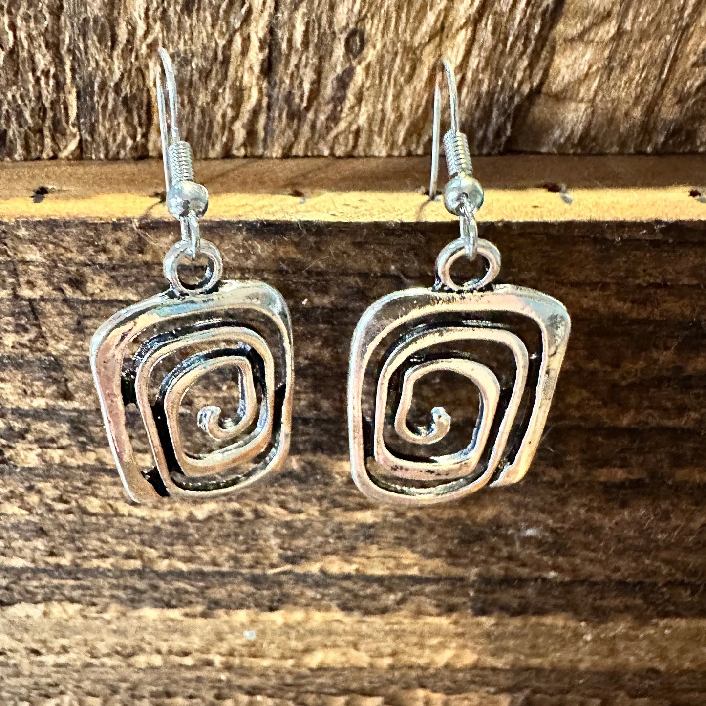 Boho Hippie Western Delicate Silver Drop Wire Earrings, Gift Box - Silver Elegant
