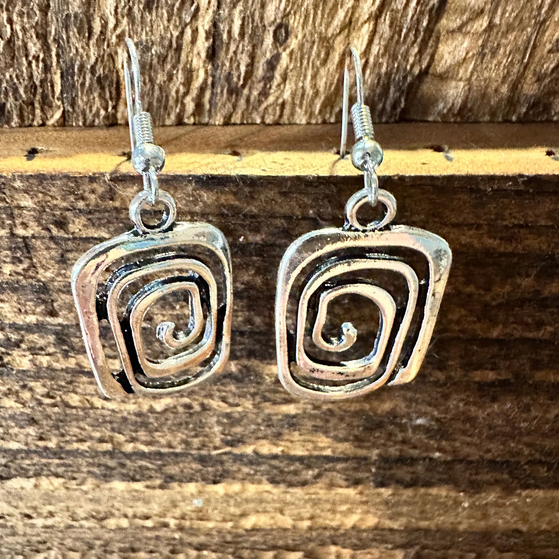 Boho Hippie Western Delicate Silver Drop Wire Earrings, Gift Box - Silver Elegant