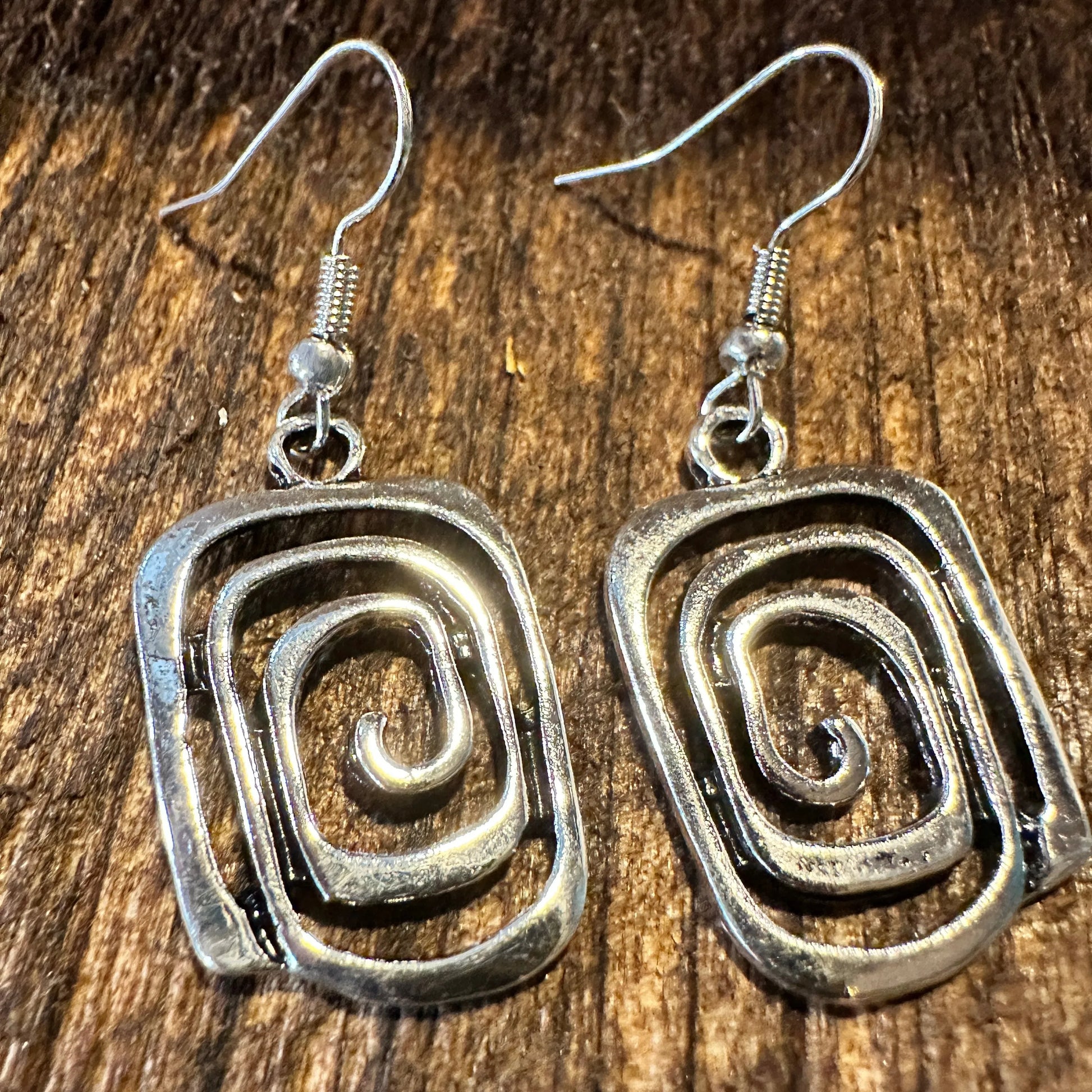 Boho Hippie Western Delicate Silver Drop Wire Earrings, Gift Box - Silver Elegant