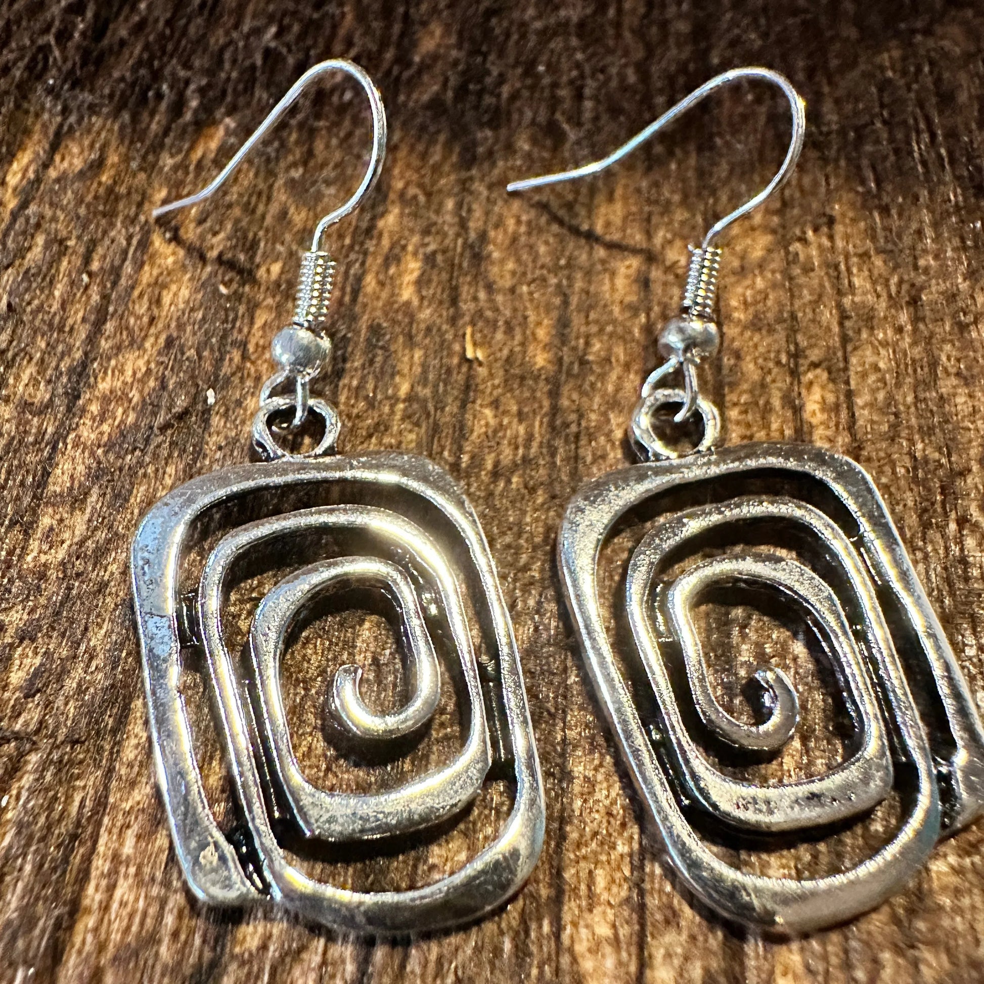 Boho Hippie Western Delicate Silver Drop Wire Earrings, Gift Box - Silver Elegant