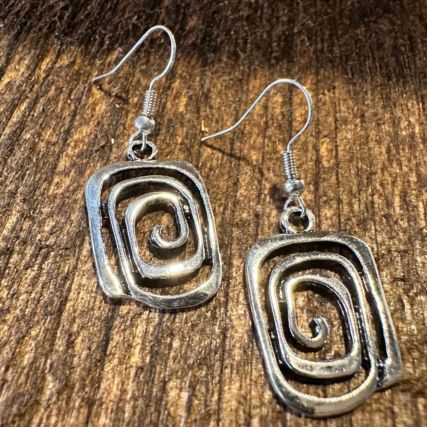 Boho Hippie Western Delicate Silver Drop Wire Earrings, Gift Box - Silver Elegant