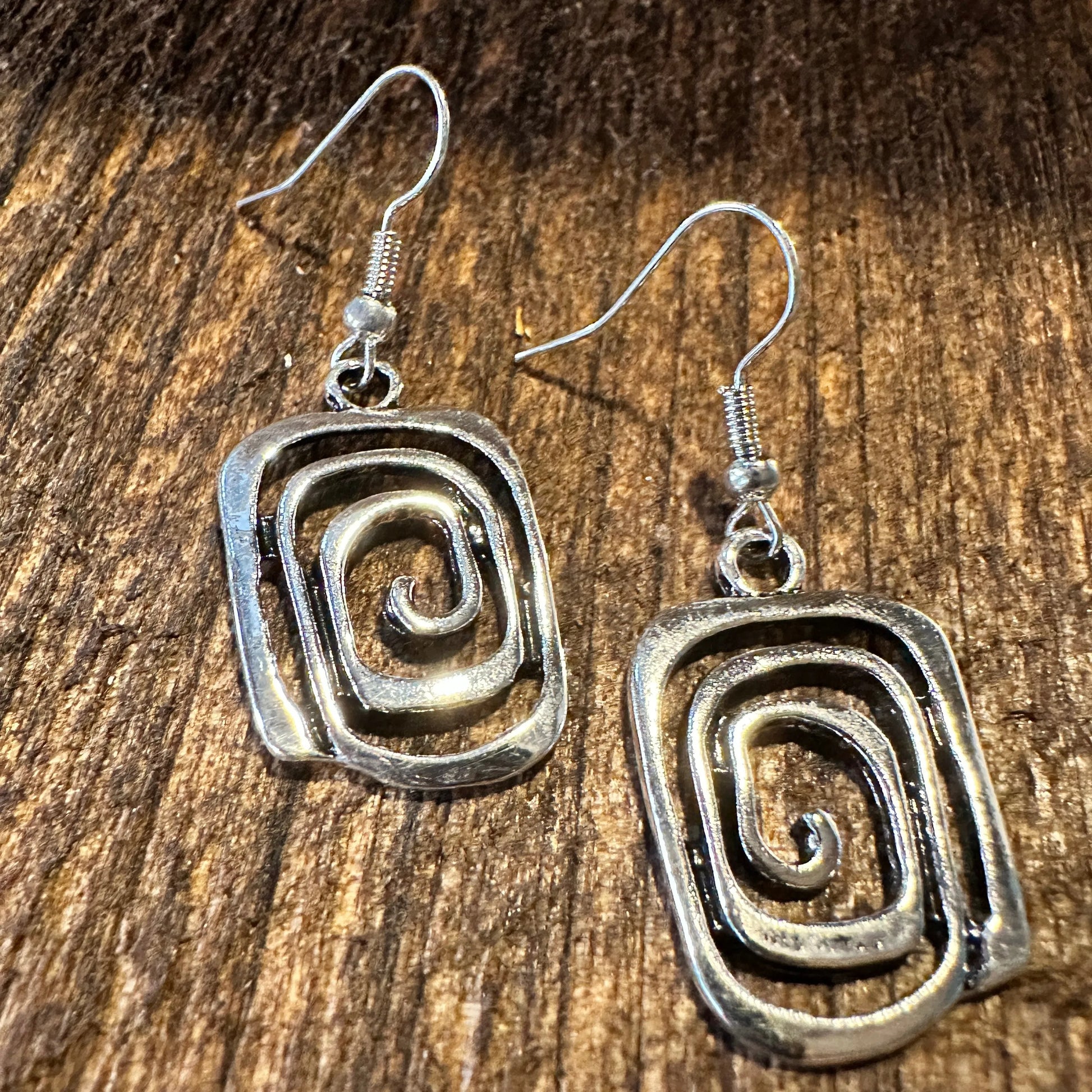Boho Hippie Western Delicate Silver Drop Wire Earrings, Gift Box - Silver Elegant
