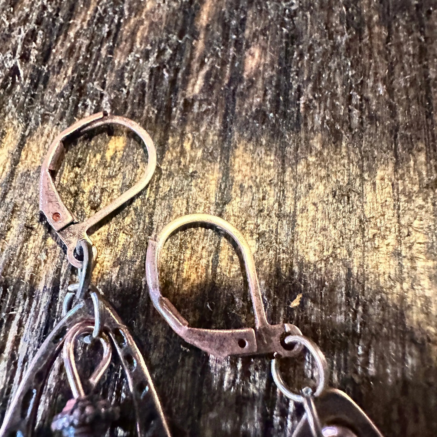 Boho Hippie Western Delicate Copper & Turquoise Drop Wire Earrings, Gift Box - Silver Elegant