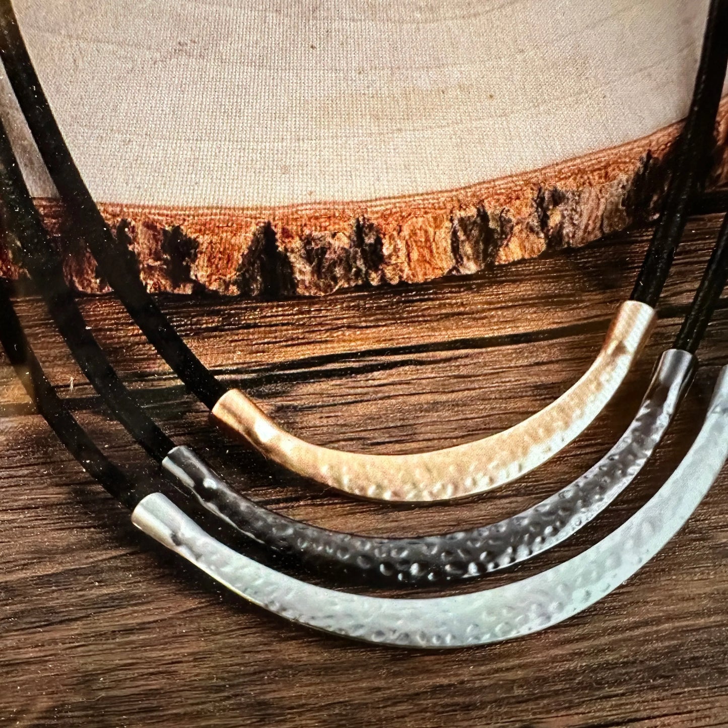 Handcrafted Vintage Black Leather Pendant Necklace Bohemian Style Necklace , Gift Box - Silver Elegant