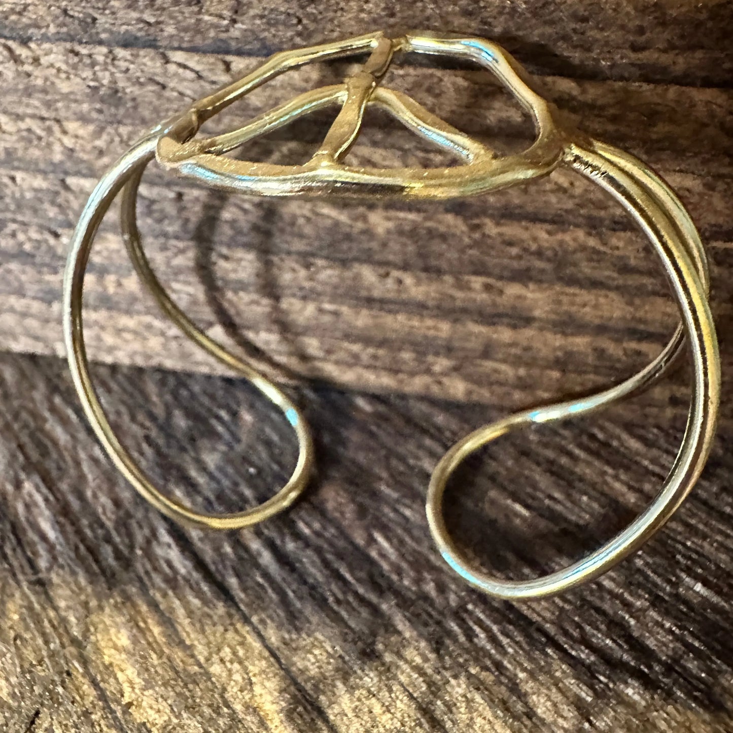 Handmade Artesian Hippie Wide Cuff Bracelet Bangle, Gold Plated, Gift Box - Silver Elegant