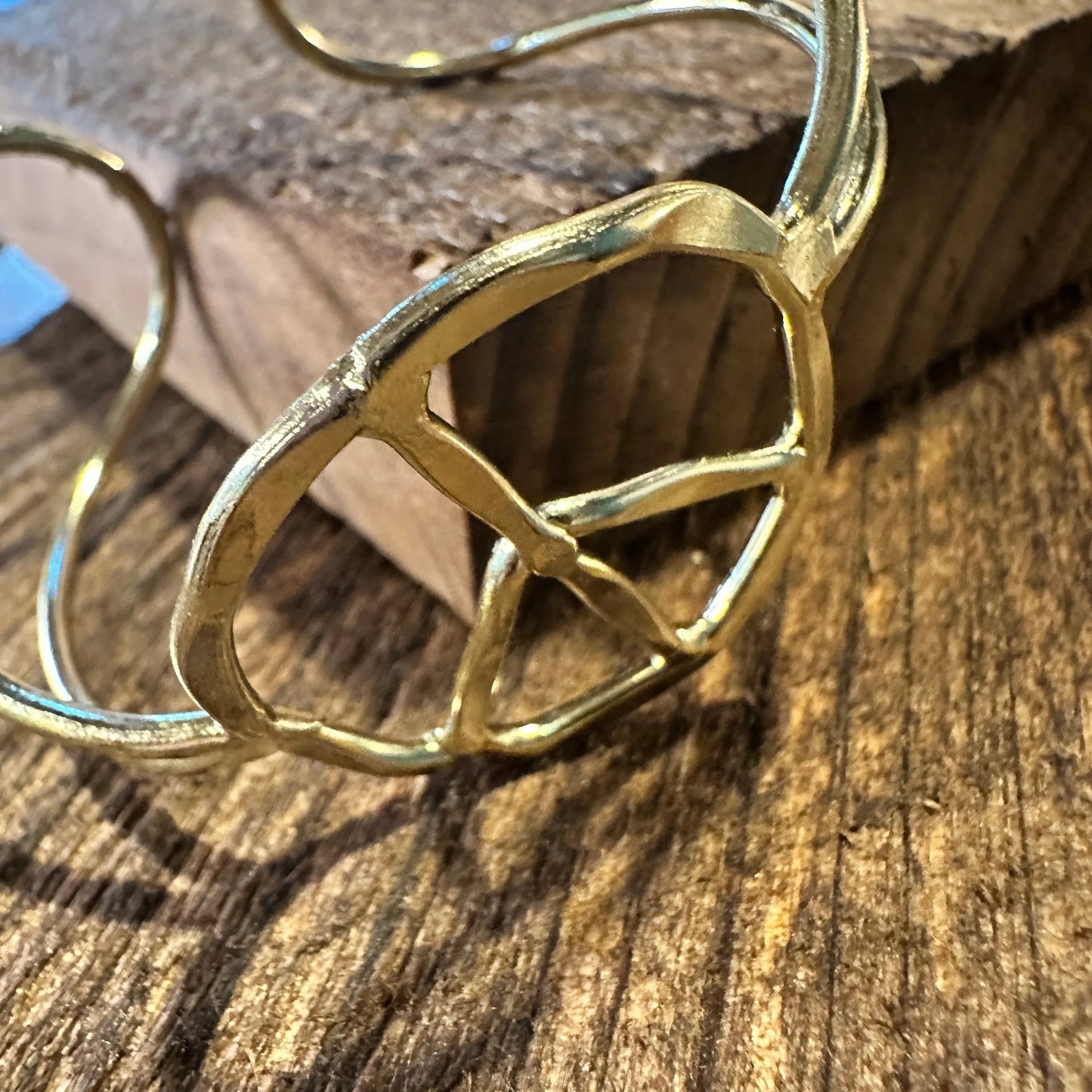 Handmade Artesian Hippie Wide Cuff Bracelet Bangle, Gold Plated, Gift Box - Silver Elegant