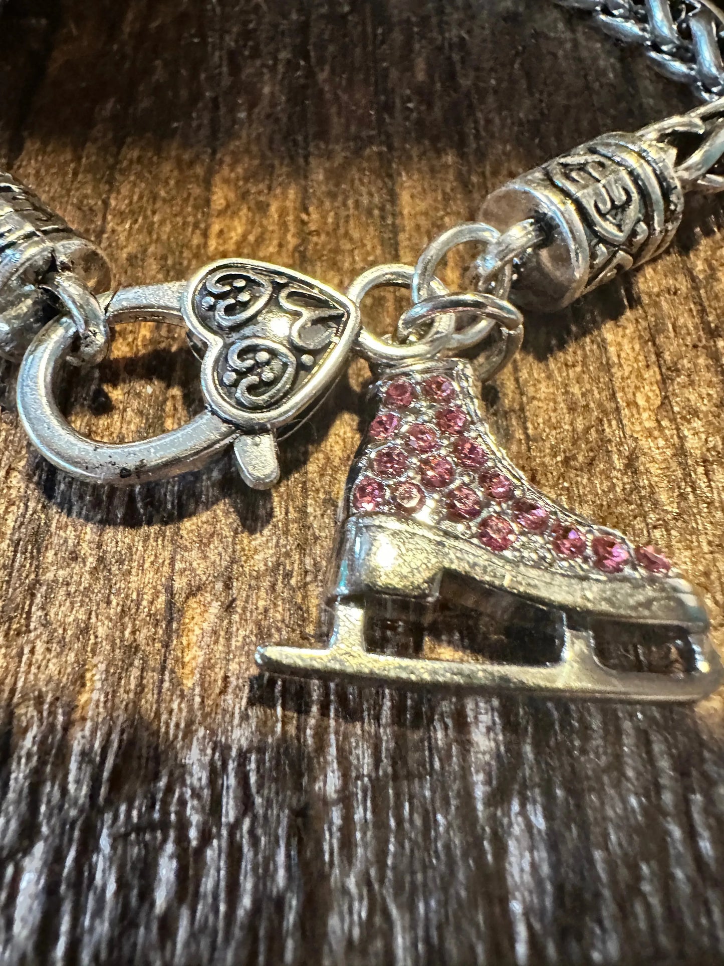 Handcrafted Artesian Link Silver Bracelet, Skating Winter Charm, Size 19CM - Silver Elegant
