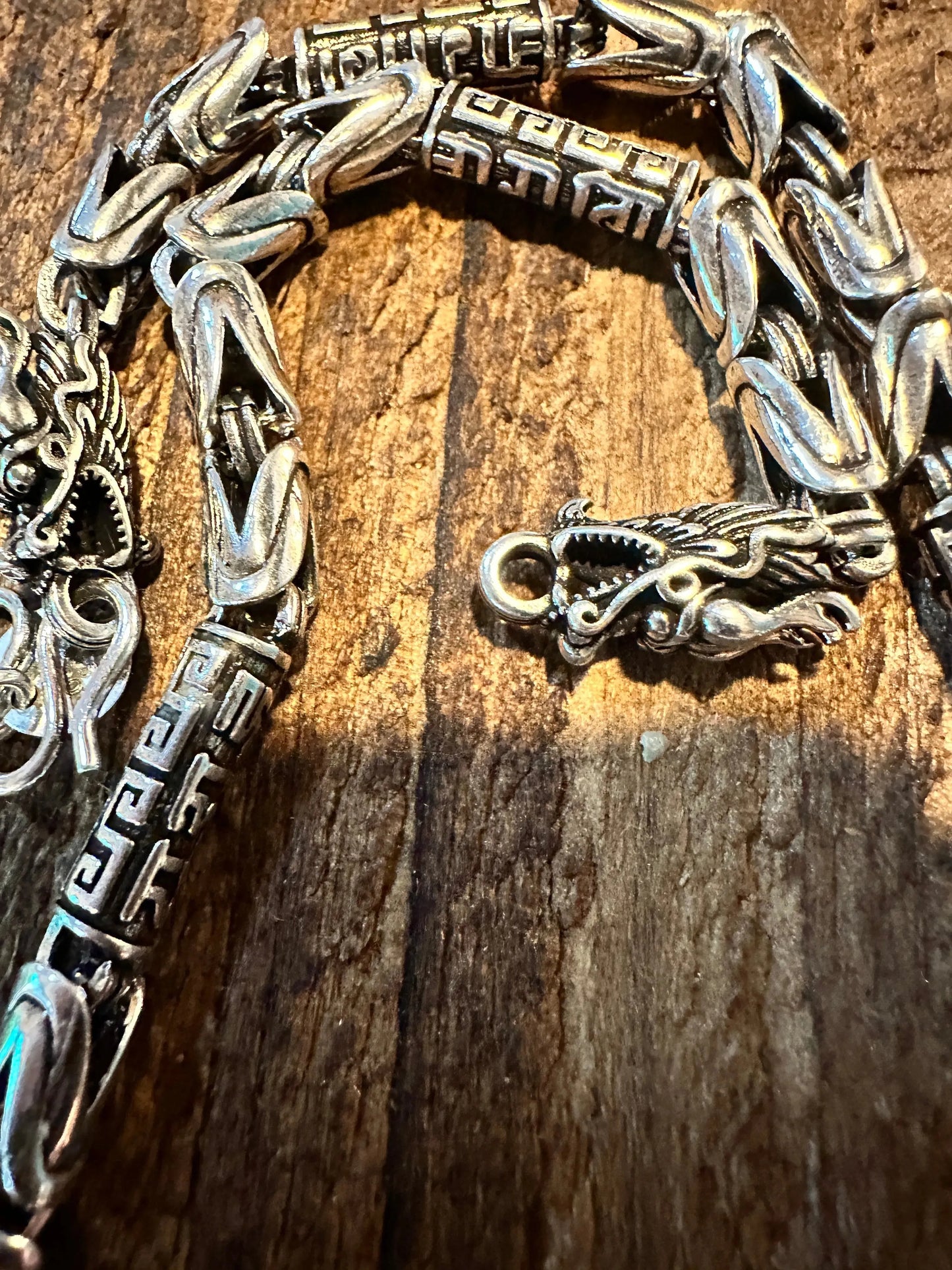 Handcrafted Artesian Domineering Necklace Men's Retro Style Thick Necklace, Gift Box - Silver Elegant
