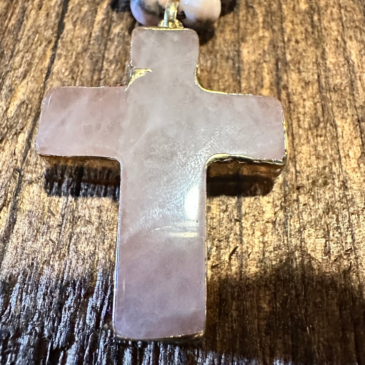 Handcrafted Bohemian Natural Stone Glass Knot Necklace Cross Pendant Necklace, Gift Box - Silver Elegant
