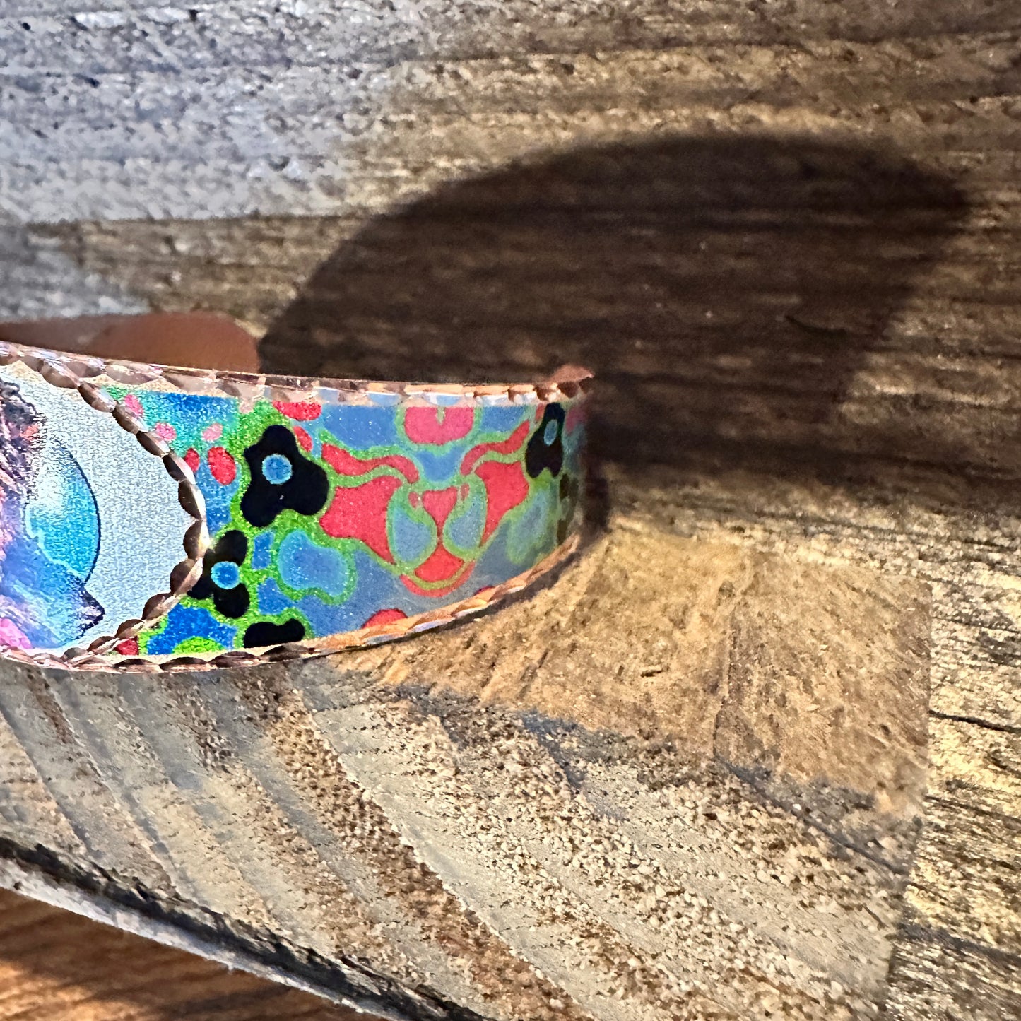 Handmade Boho Copper Wide Cuff Bracelet, Diamond Cut Yorkshire Terroir Dog Design, Gift Box - Silver Elegant