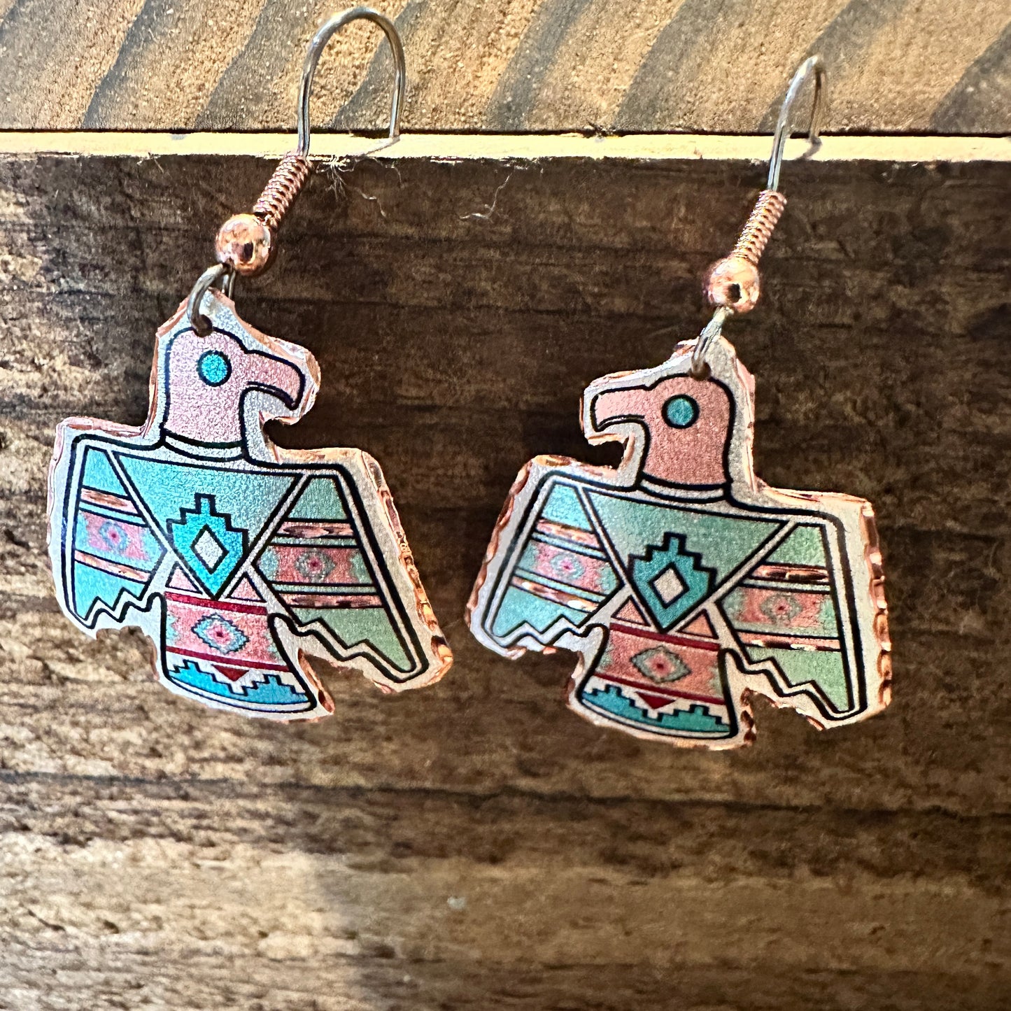 Handcrafted Boho Copper Earrings, Southwestern Thunderbird Wire Earrings, Gift Box - Silver Elegant