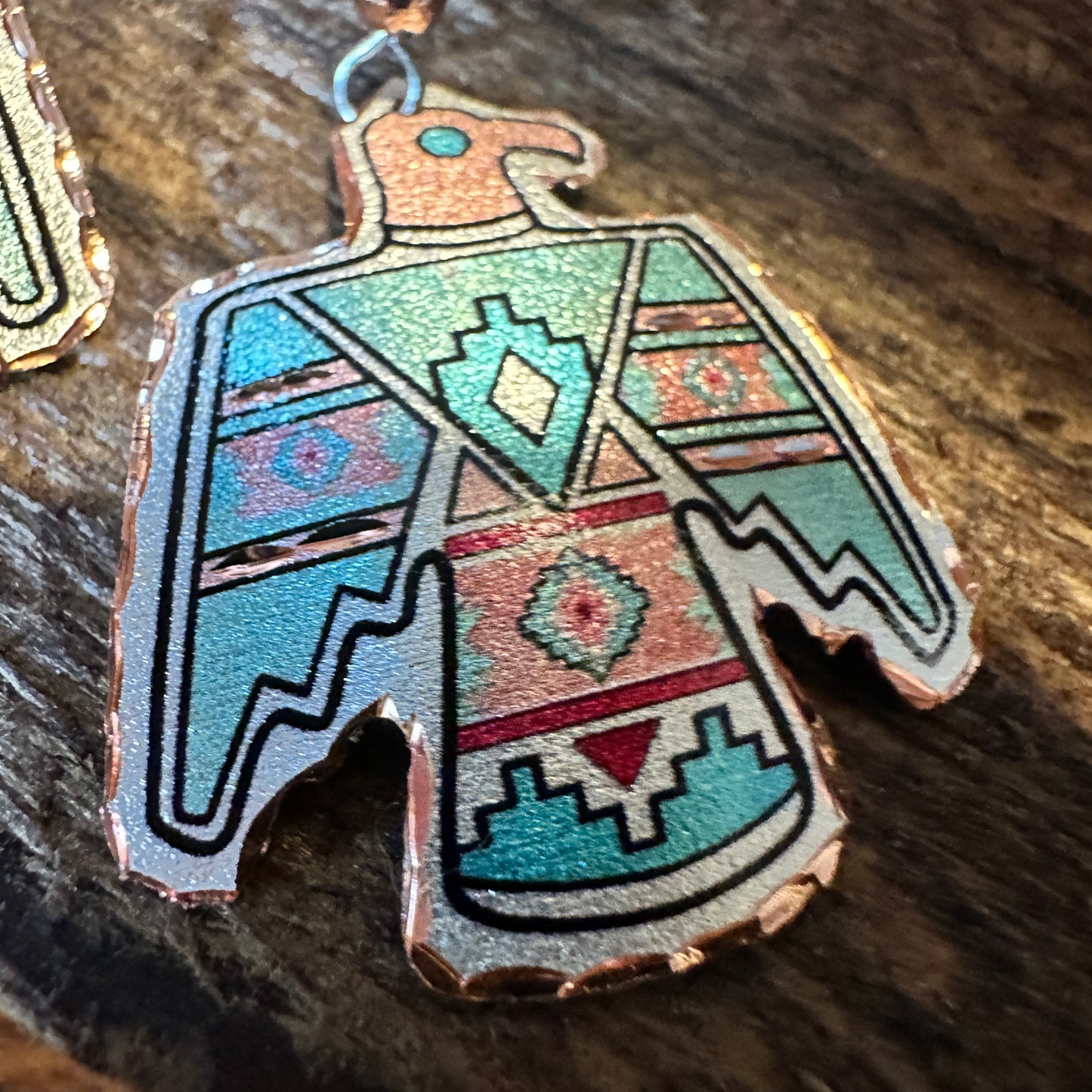 Handcrafted Boho Copper Earrings, Southwestern Thunderbird Wire Earrings, Gift Box - Silver Elegant