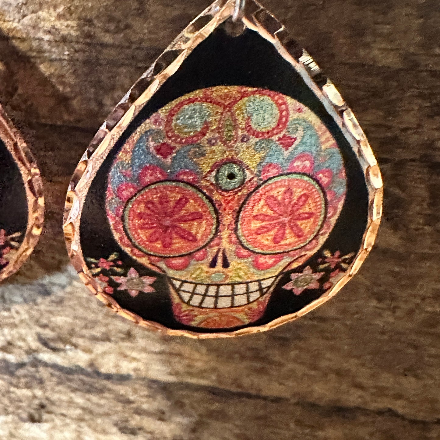 Handmade Boho Copper Earrings, Day of The Dead Wire Earrings, Gift Box - Silver Elegant