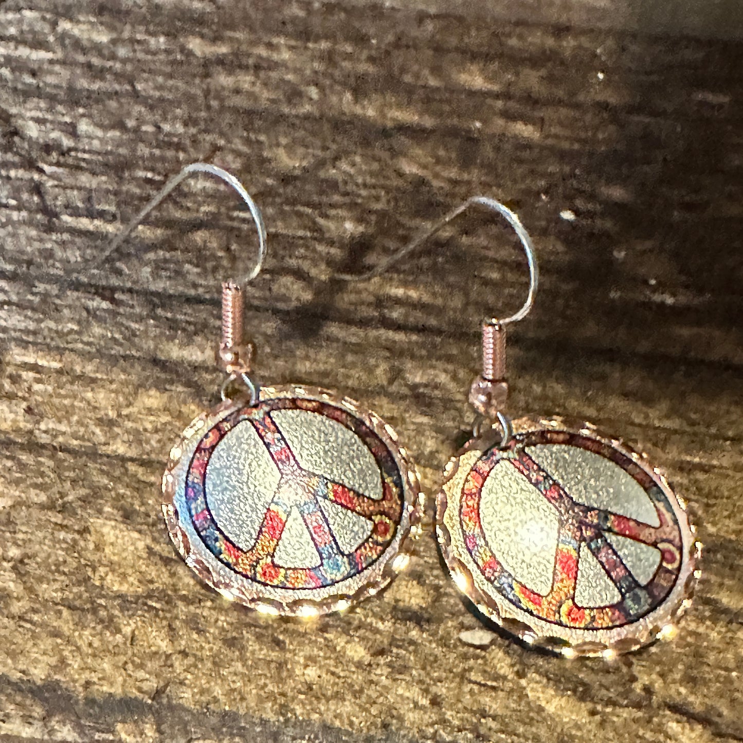 Handmade Boho Copper Earrings, Diamond Cut Hippie Peace Wire Drop Earrings, Gift Box - Silver Elegant