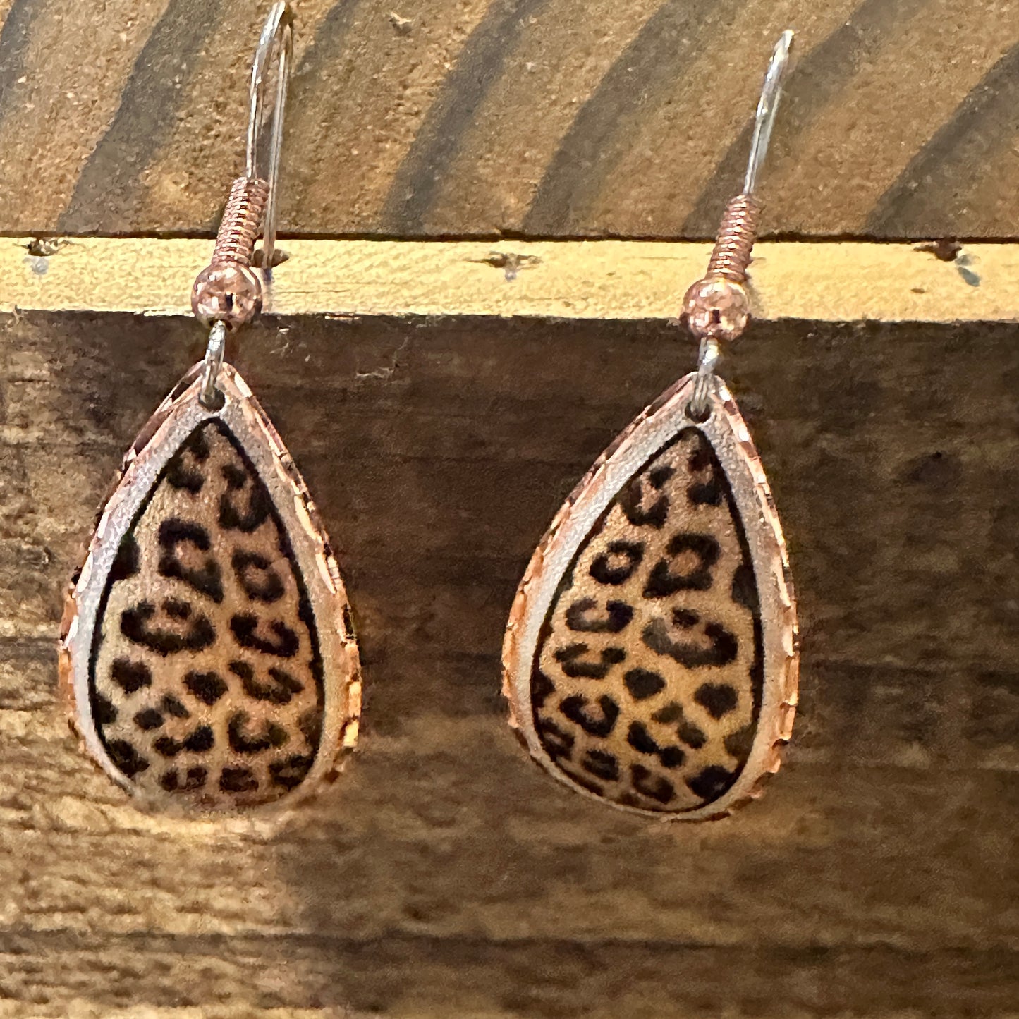 Handmade Boho Copper Earrings, Leopard Wire Drop Earrings, Gift Box - Silver Elegant