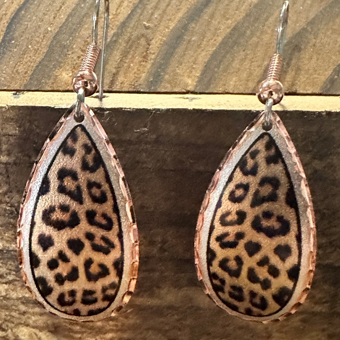 Handmade Boho Copper Earrings, Leopard Wire Drop Earrings, Gift Box - Silver Elegant